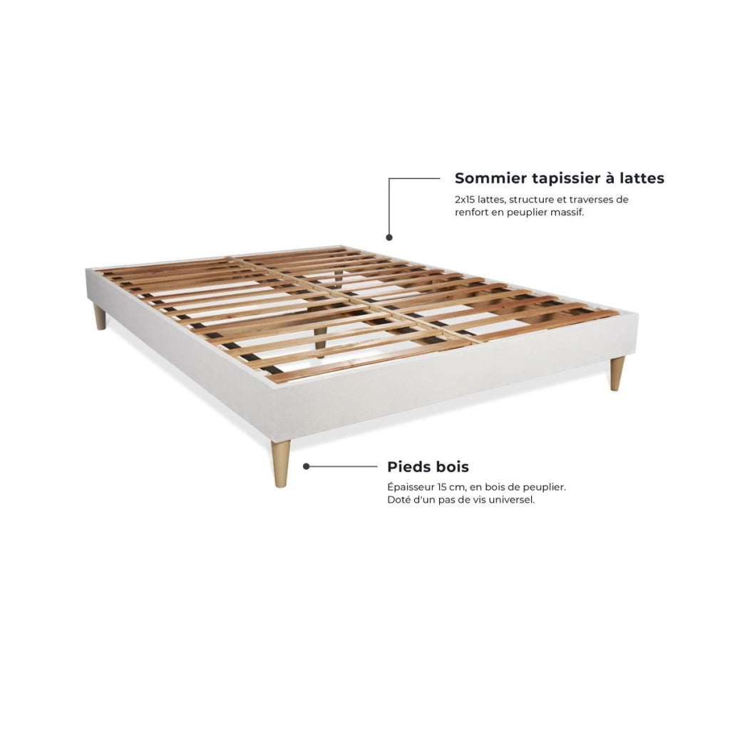 Pacchetto letto completo - Materasso 140x200cm + Box spring con doghe (kit) + 2 cuscini + Piumino - Windsor