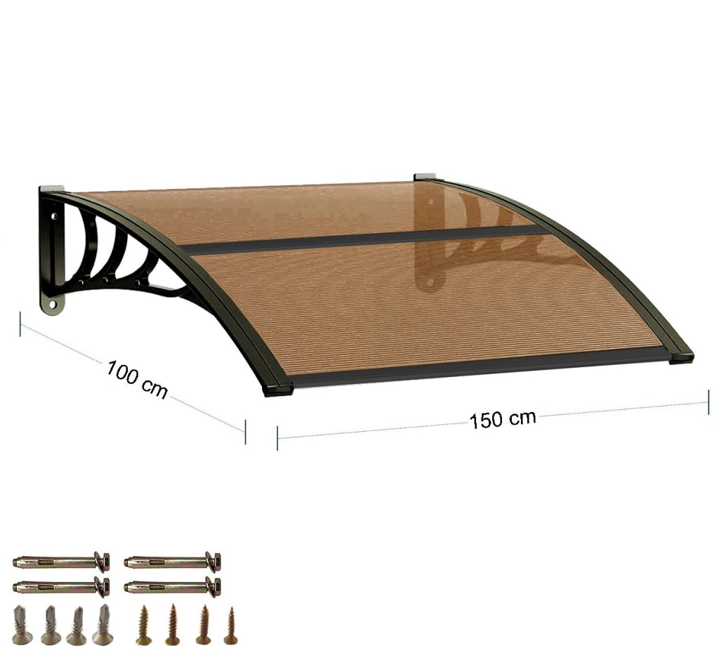 Pensilina Tettoia Modulare Tetto Copertura Porta Finestra Esterno Alveolare Fumé - 150x100 Cm