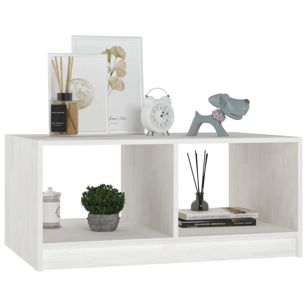 Tavolino da Salotto Bianco 75x50x33,5 cm Legno Massello di Pino 809907
