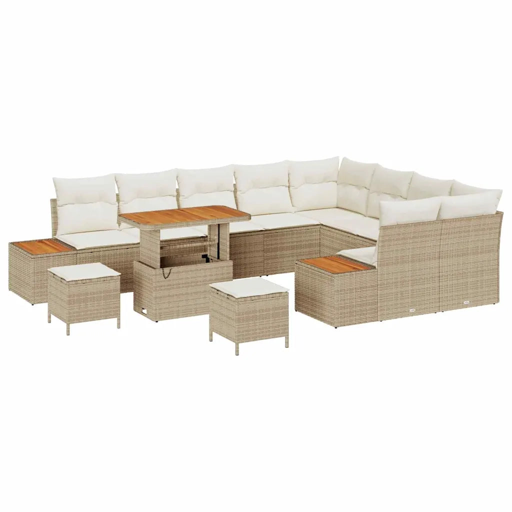 Set Divano da Giardino 12 pcs Beige polyrattan