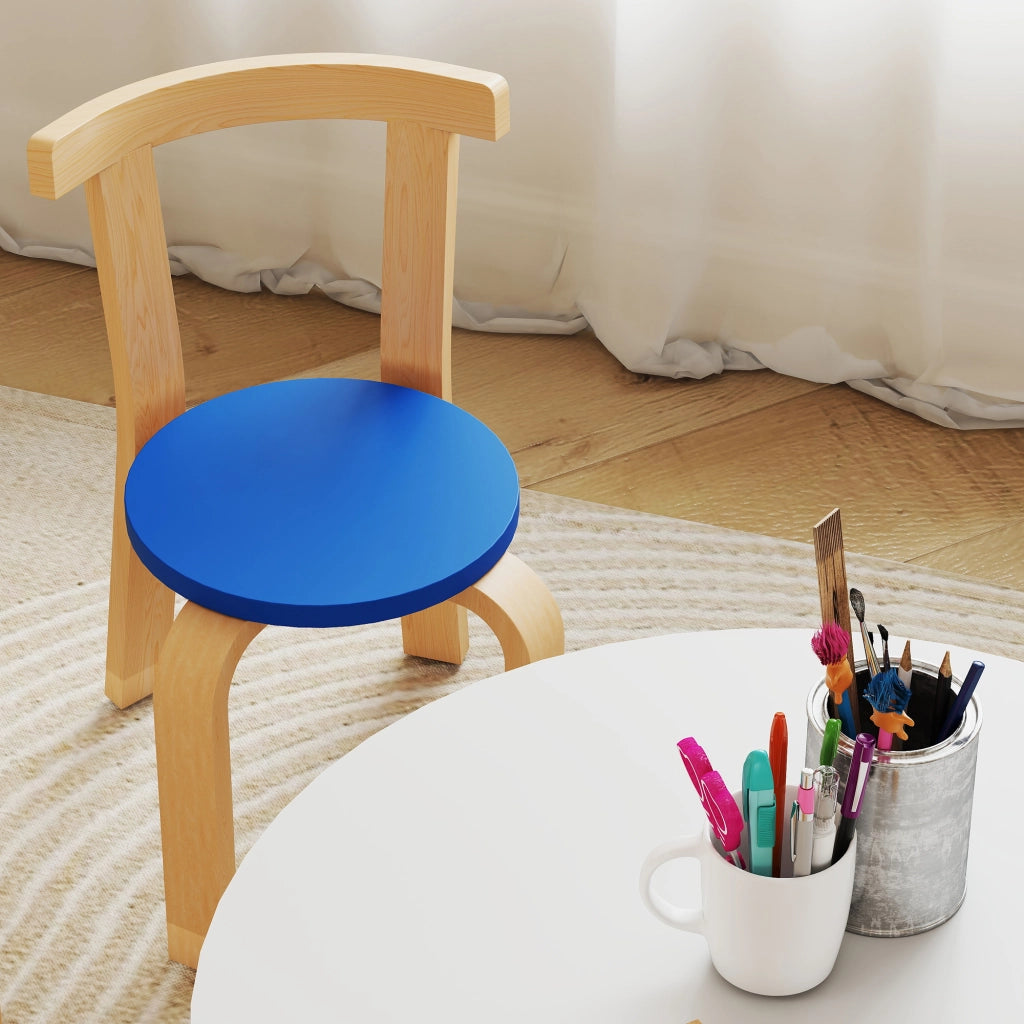 Set Tavolo e Sedie per Bambini 3-8 Anni 5 pz con Bordi Arrotondati in Legno Multicolore