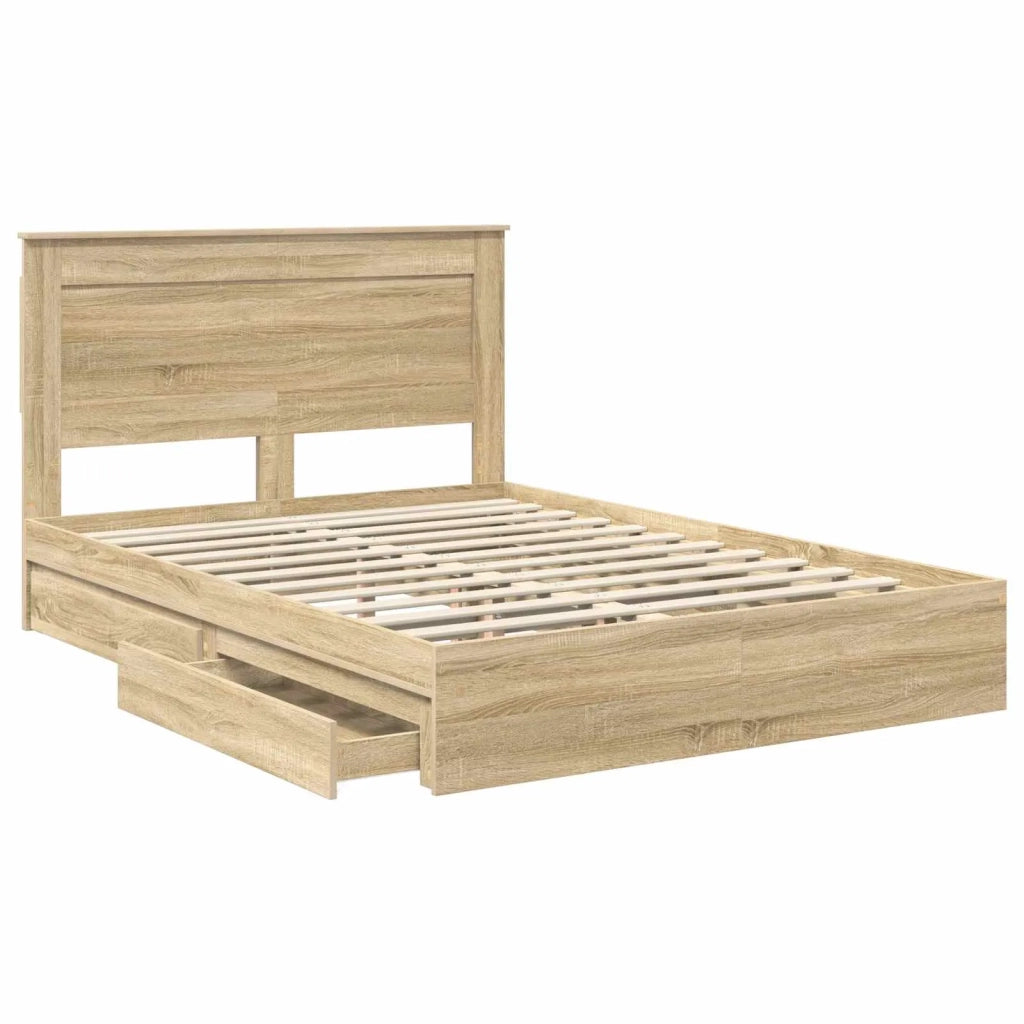 Letto con Contenitore con testiera Rovere Sonoma 140 x 190 cm 3410240