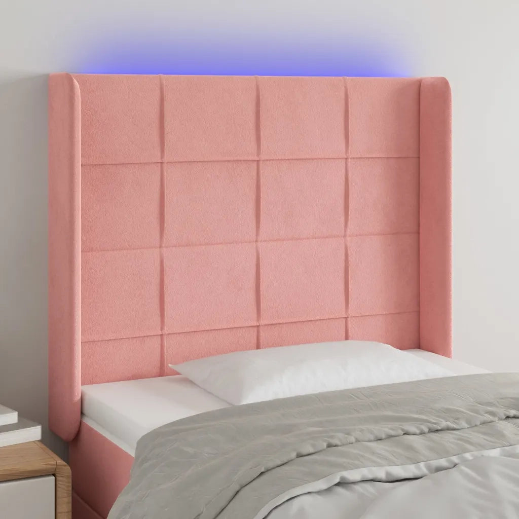 Testiera | Testata a LED rosa 103x16x118/128 cm in Velluto