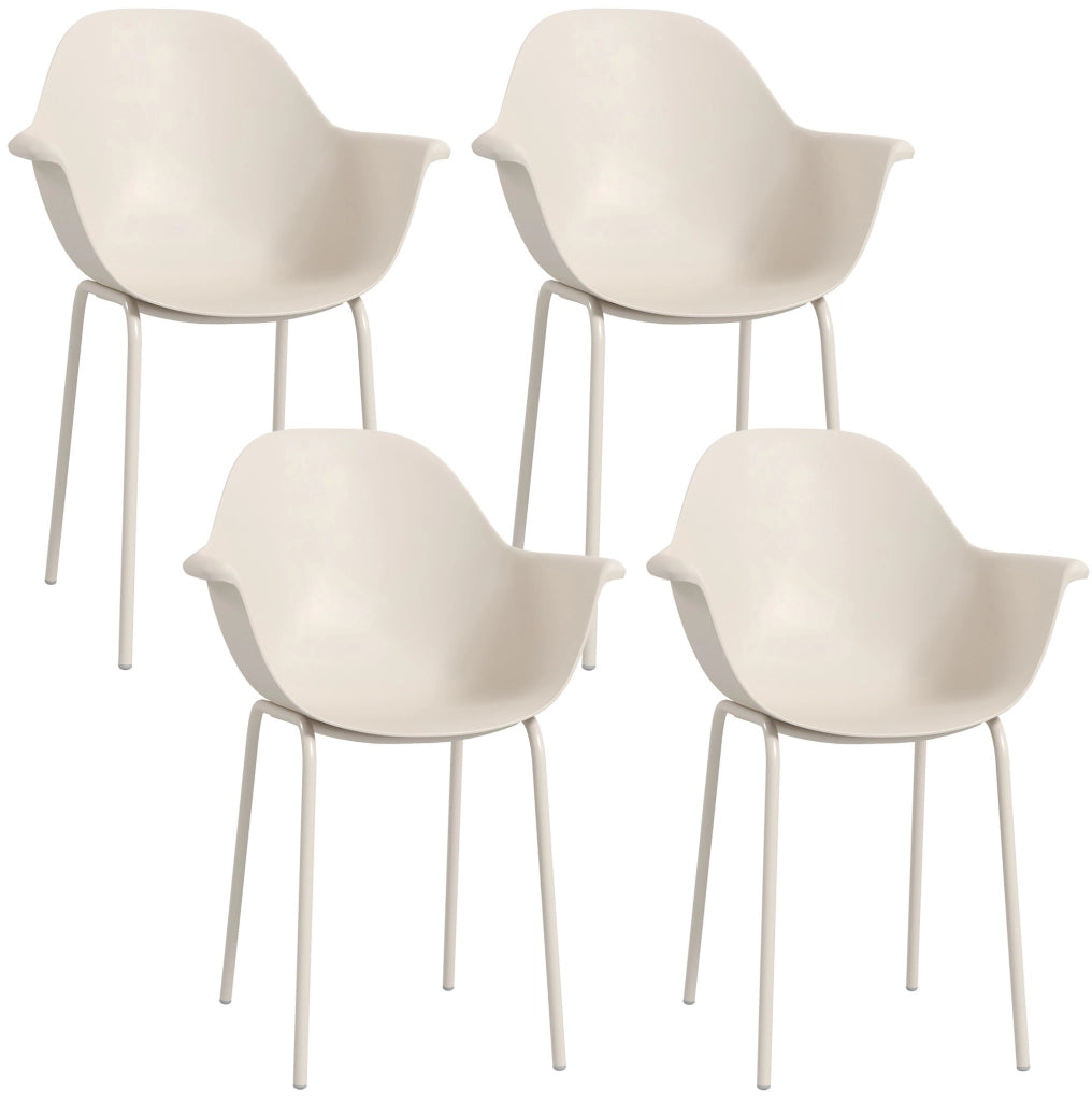 Set di 4 sedie da giardino grigie con braccioli e schienale alto