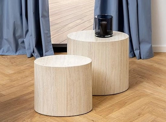 Tavolo salotto - tavolo camera da letto \ tavolo da divano con funzione ripostiglio, superficie in vetro, design geometrico, struttura in acciaio, adatto per salotto, camera da letto Set di 2 W: 48 x H: 40 x D: 33 cm e W: 40 x H: 33 x D: 24.5 cm