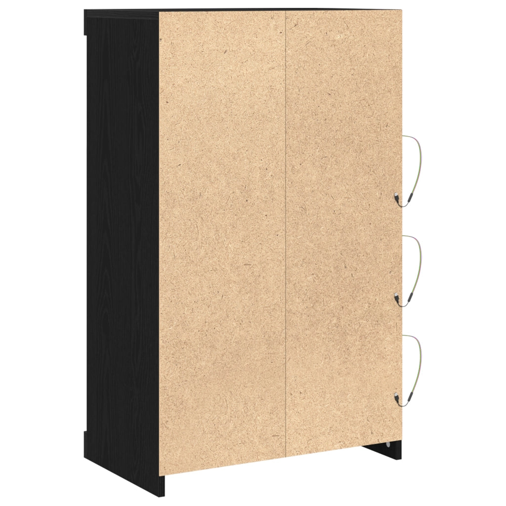 Sideboard con luci LED Nero Rovere 60,5x37x100 cm