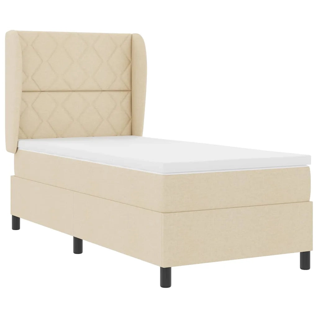 Letto a molle con testiera Crema 90 x 190 cm Tessuto 3340604