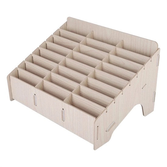 Scatola di archiviazione in legno - 24 contenitori - Organizzatore multifunzionale - Sostenibile - Ecocompatibile - Adatto per classe - Cassa di archiviazione