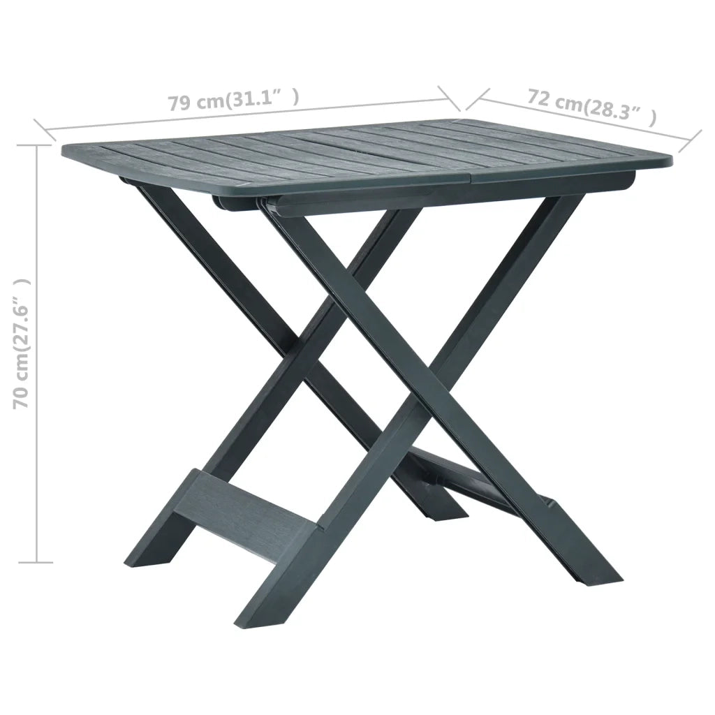 Tavolo da Giardino | Tavolino da esterno Pieghevole Verde 79x72x70 cm in Plastica