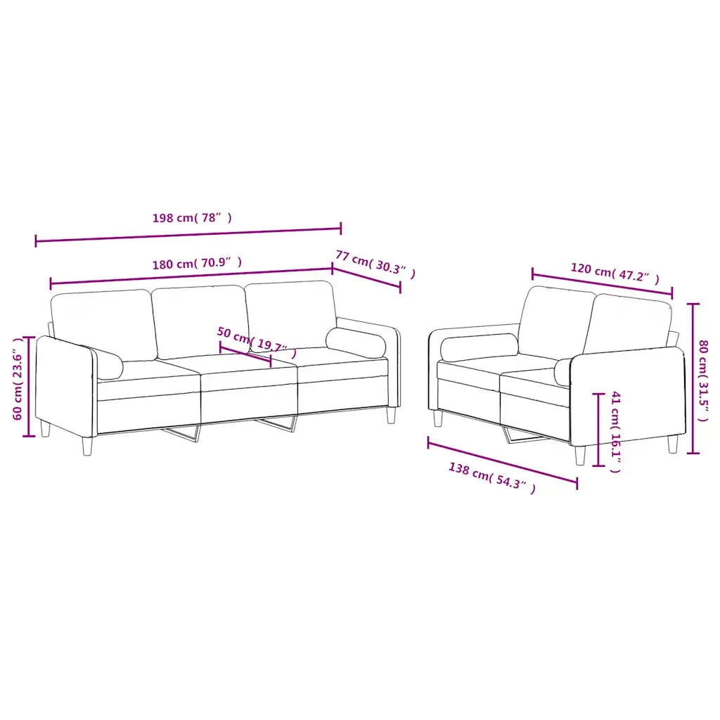 Set di Divani 2 pz con Cuscini Blu in Velluto 3202043