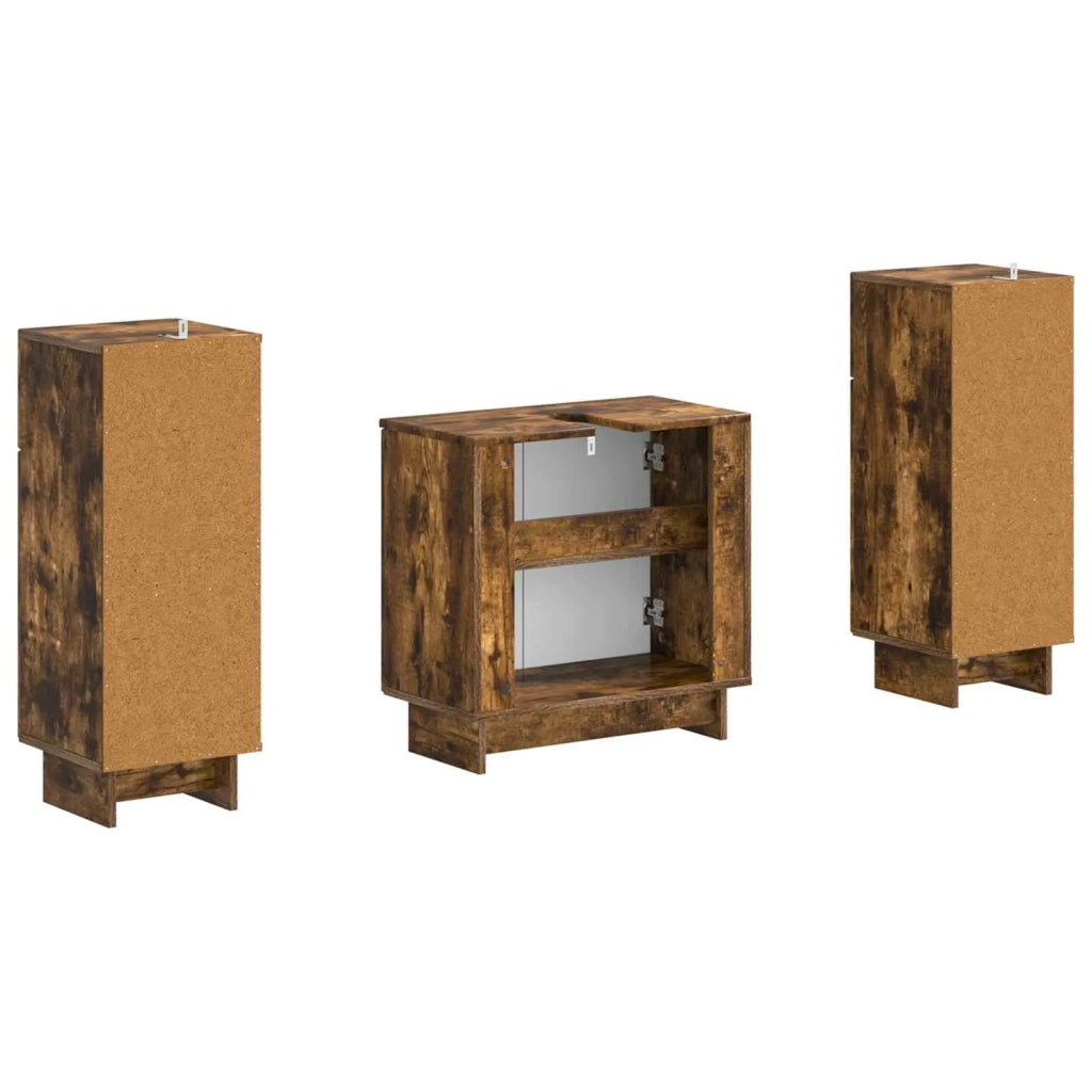 Set di Armadi da Bagno da 2 Pezzi EDE Rovere Fumo 3417986