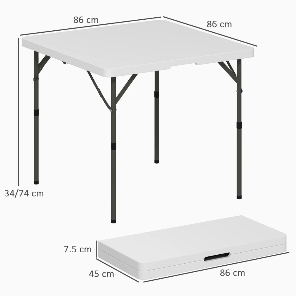Tavolo da giardino pieghevole ¨C zephmum ¨C HDPE e metallo, bianco, 86x86x74 cm