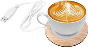Verwarming Mat per Caffè e Tè, Porta Caffè e Tè con Riscaldamento, Piatto di Riscaldamento per Caffè e Tè per Uso Casa/Ufficio (Disco di Riscaldamento in Legno con Tessitura a Corso)