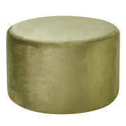 Pouf rotondo in velluto verde oliva ottomana stile moderno contemporaneo