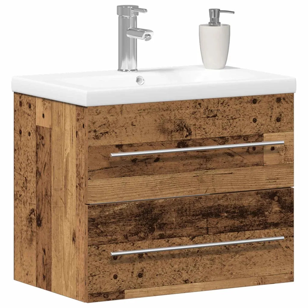 Armadio per Lavabo da Bagno con cassetto 2 pcs Legno vecchio 3332496