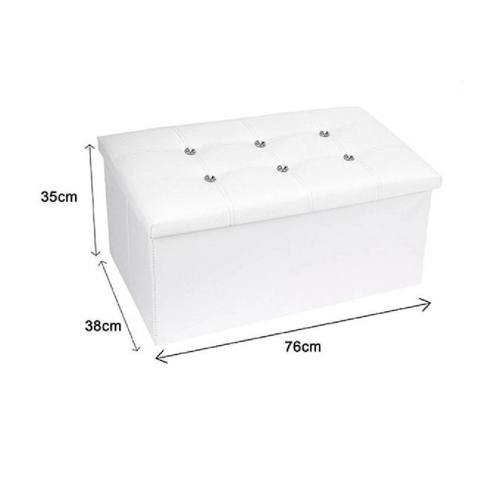 Trade Shop - Pouff Puff Pouf Contenitore Imbottito Portaoggetti Seduta Bianco 79438 76x38x35cm -