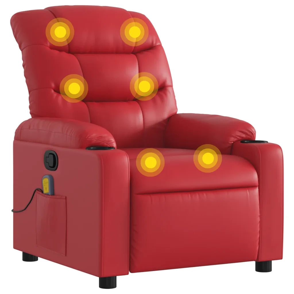 Poltrona Massaggiante Reclinabile Rossa in Similpelle 374145