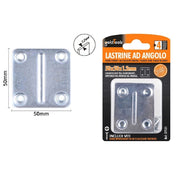 Trade Shop - Set 4pz Lastrine Lastrina Piastra Di Giunzione 50x50x1.2mm Con Viti Mobili 57131 -