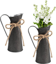 Set di Vasi da Fiori con Vaschetta da Latte da 2 pezzi - Stile Rurale Decorativo Rustico