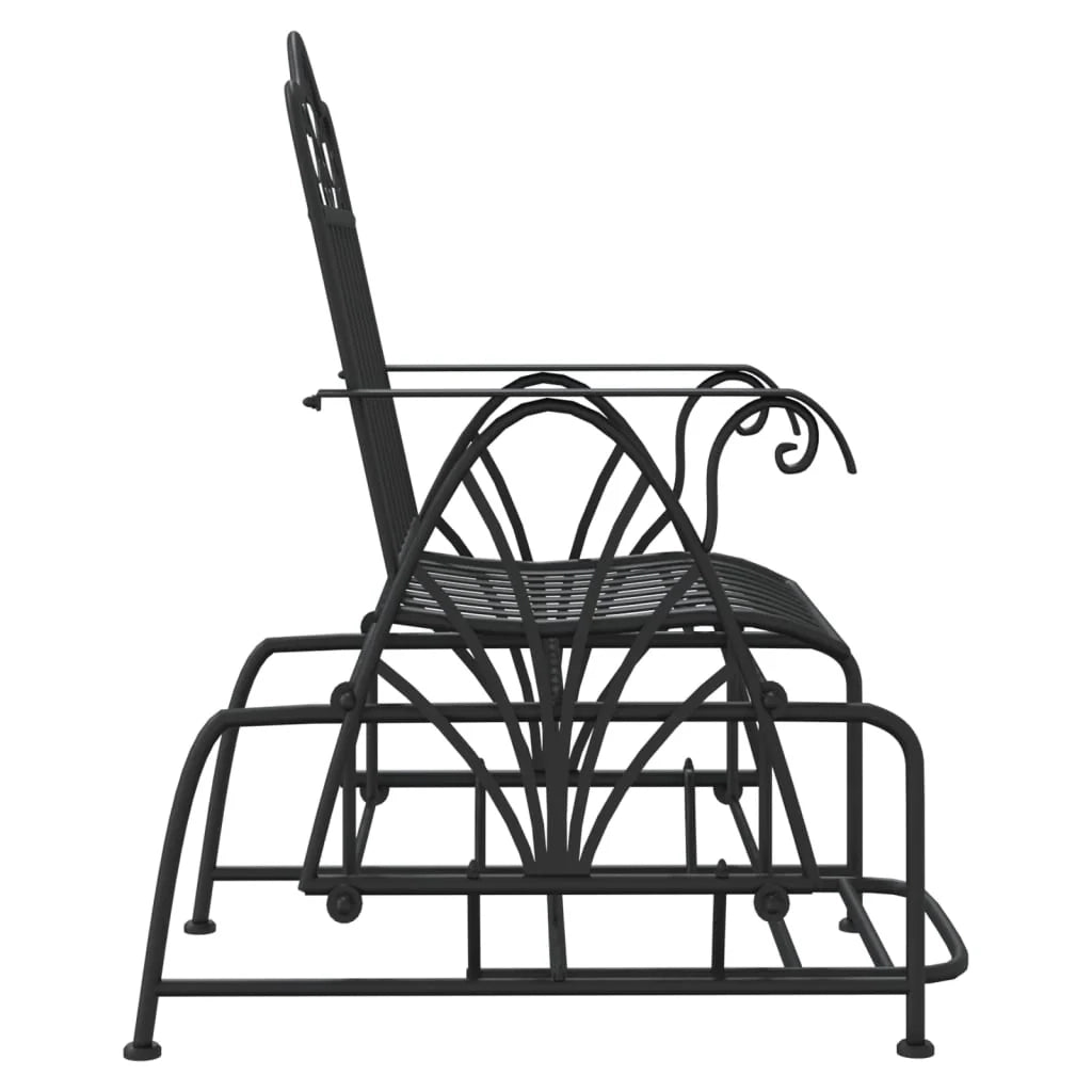 Panca da giardino mobili da esterno per patio terrazza scorrevole 61 cm acciaio nero 02_0011122