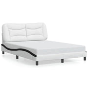 Letto matrimoniale | Letto per adulti | Giroletto senza Materasso Hvar Nero e Bianco 140x200 cm in Similpelle