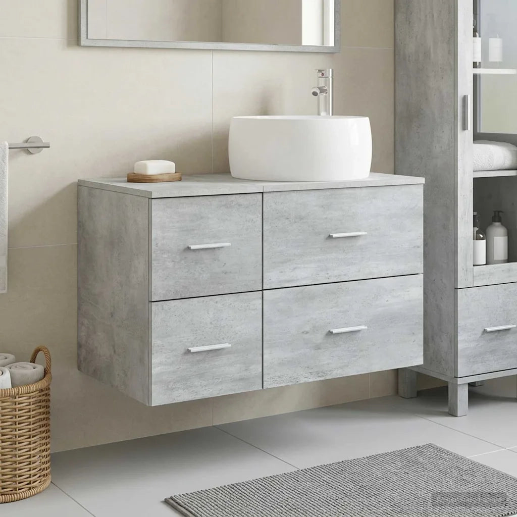 Set di mobili per il bagno 2 pz Grigio Cemento 3404003