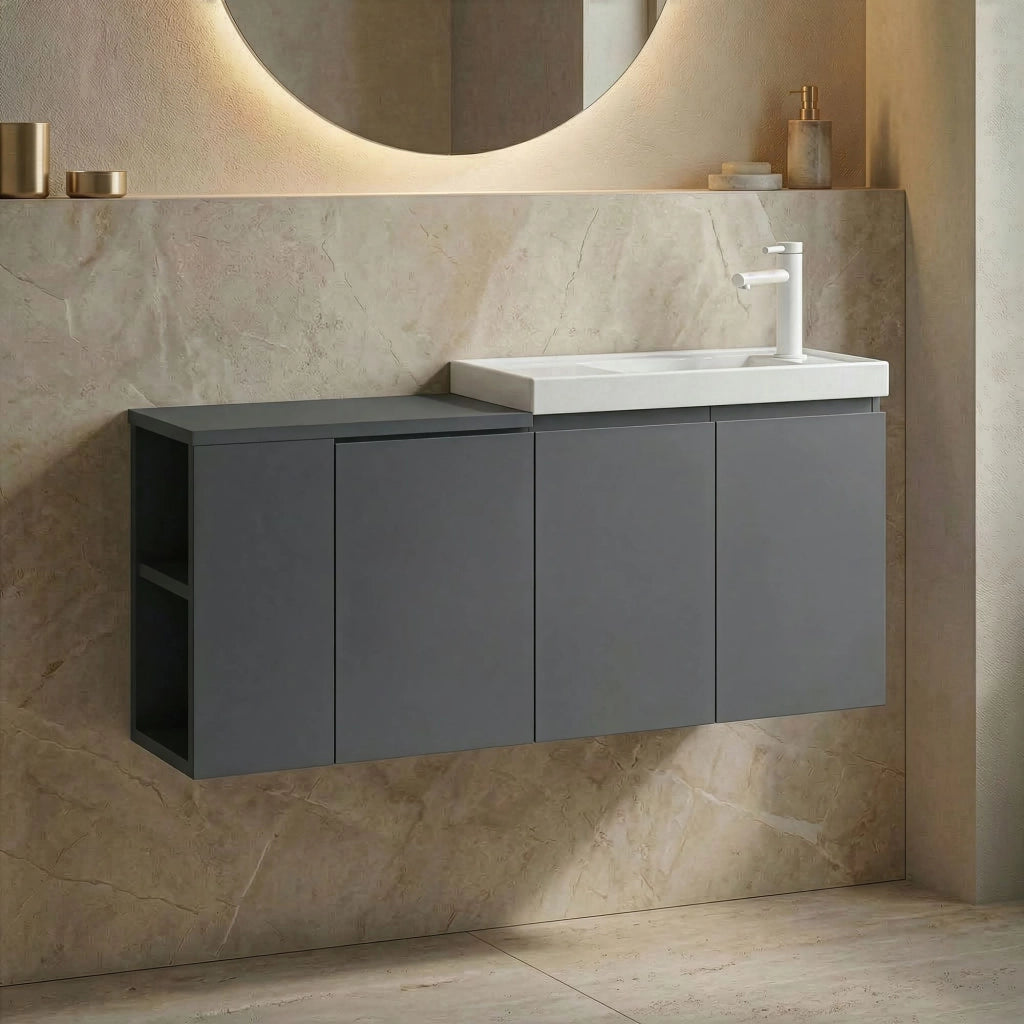 Mobile lavabo "Ferla 110" - 110 x 22 x 45 cm - Antracite opaco