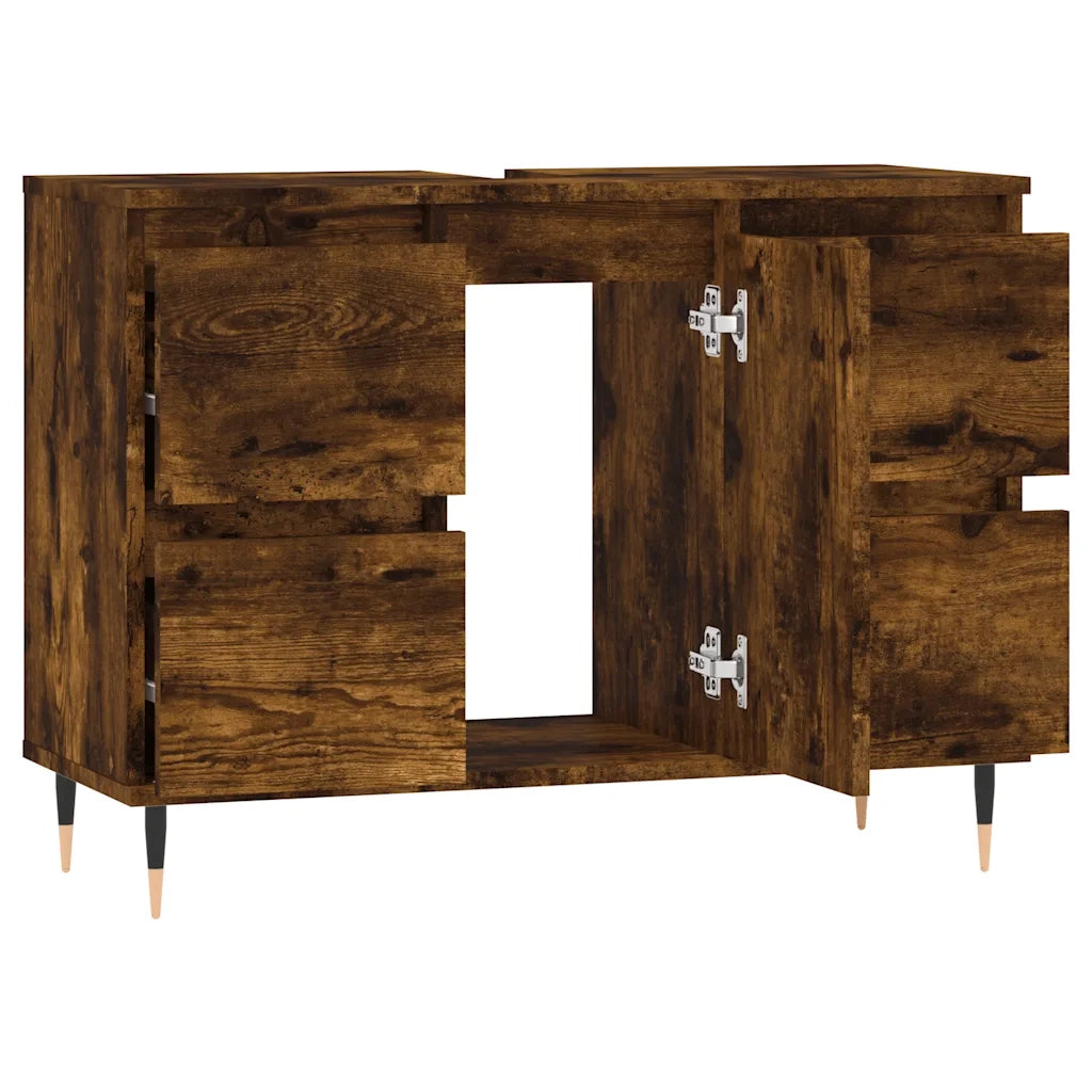 Armadietto Bagno Rovere Fumo 80x33x60 cm in Legno Multistrato 831649
