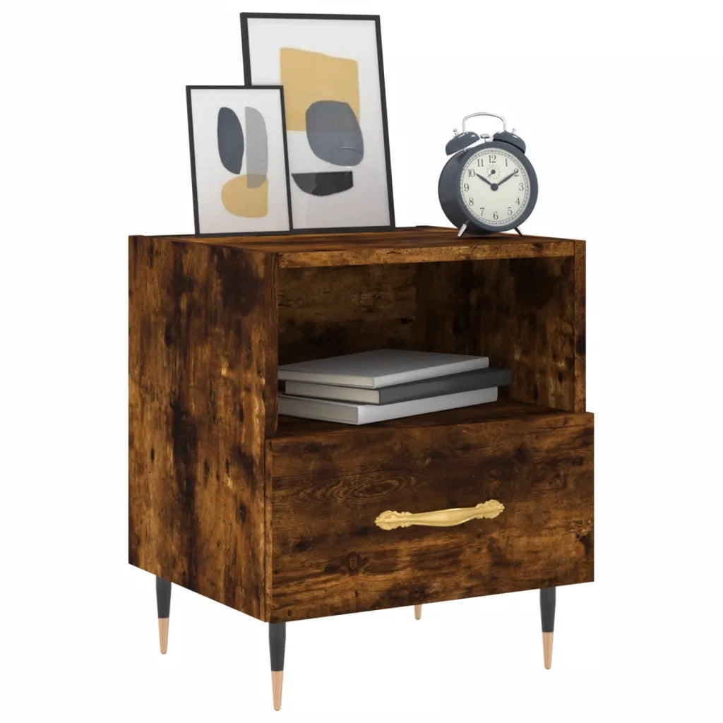 Comodini 2 pz-Set di 2 Tavolino da notte Rovere Fumo 40x35x47,5 cm in Legno Multistrato 700591
