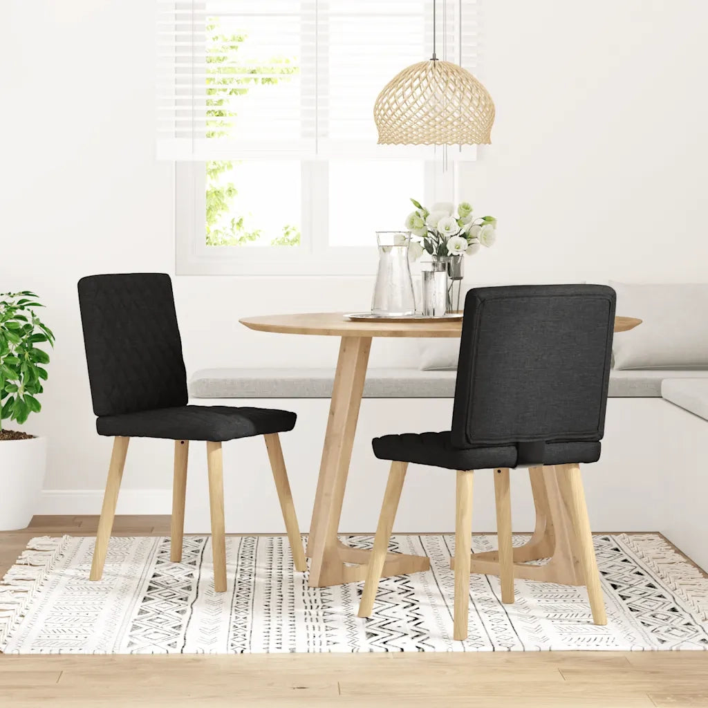 Sedie da Pranzo 2 pz | Sedie da cucina Nere in Tessuto