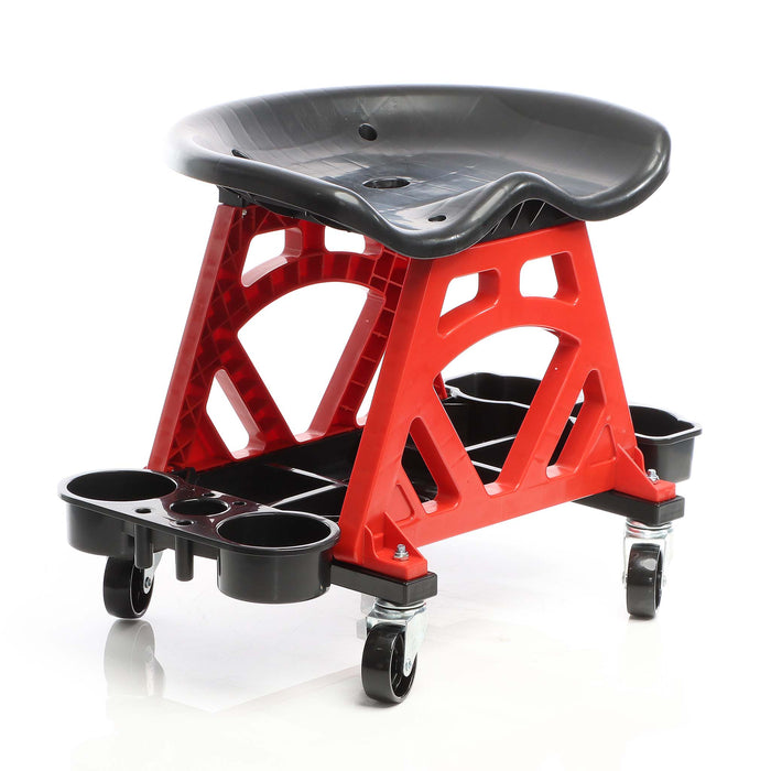 Sgabello per officina con ruote, sedile girevole a 360°, con portautensili, sgabello meccanico con portata fino a 150 kg