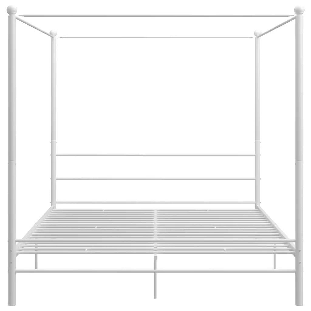 Letto a Baldacchino Bianco in Metallo 200x200 cm 325070
