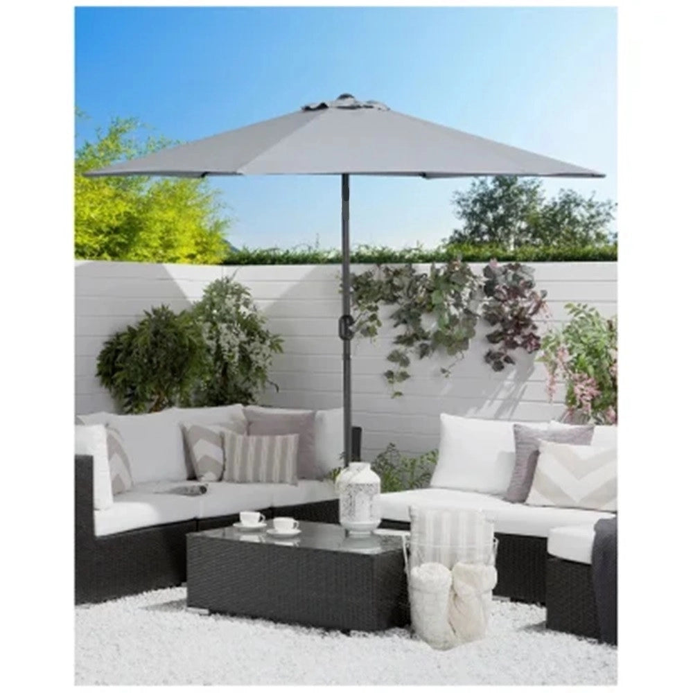 Trade Shop - Ombrellone Da Giardino Parasole Piscina Terrazza ø270x220cm Grigio Manovella 017059 -