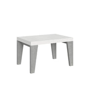 Tavolo Allungabile 130/390x90x77 cm Naxy Mix piano Bianco Frassino gambe Cemento