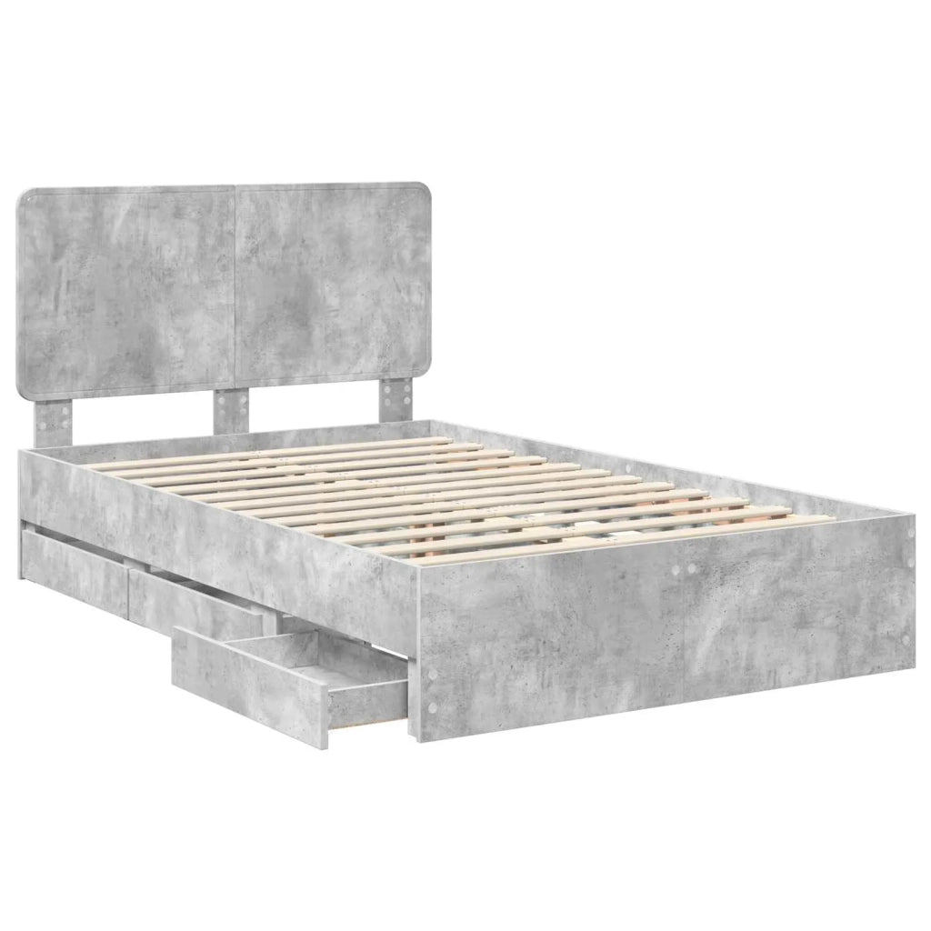 Letto matrimoniale | Letto per adulti | Struttura del letto con cassetto Grigio cemento 135 x 190 cm