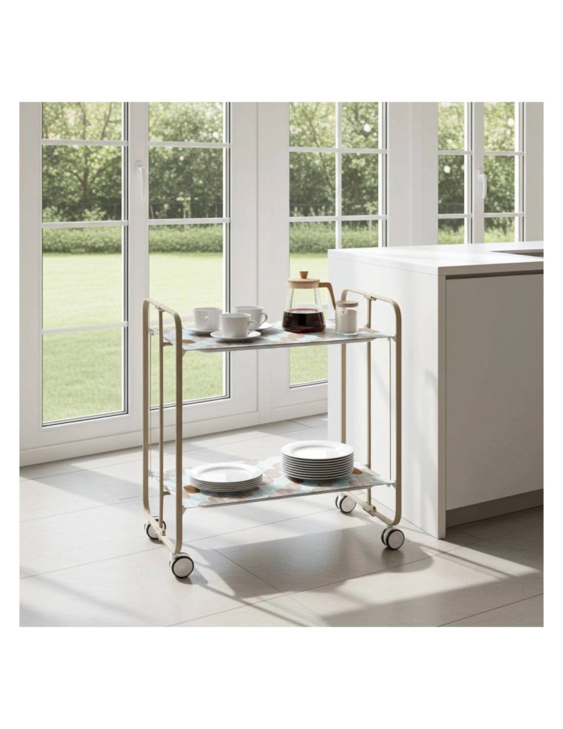 Carrello da cucina pieghevole sabbia con ruote BAUHAUS 2 ripiani
