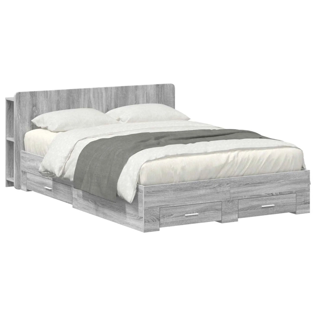 Telaio del letto con storage Sonoma grigio 160 x 200 cm 3433782