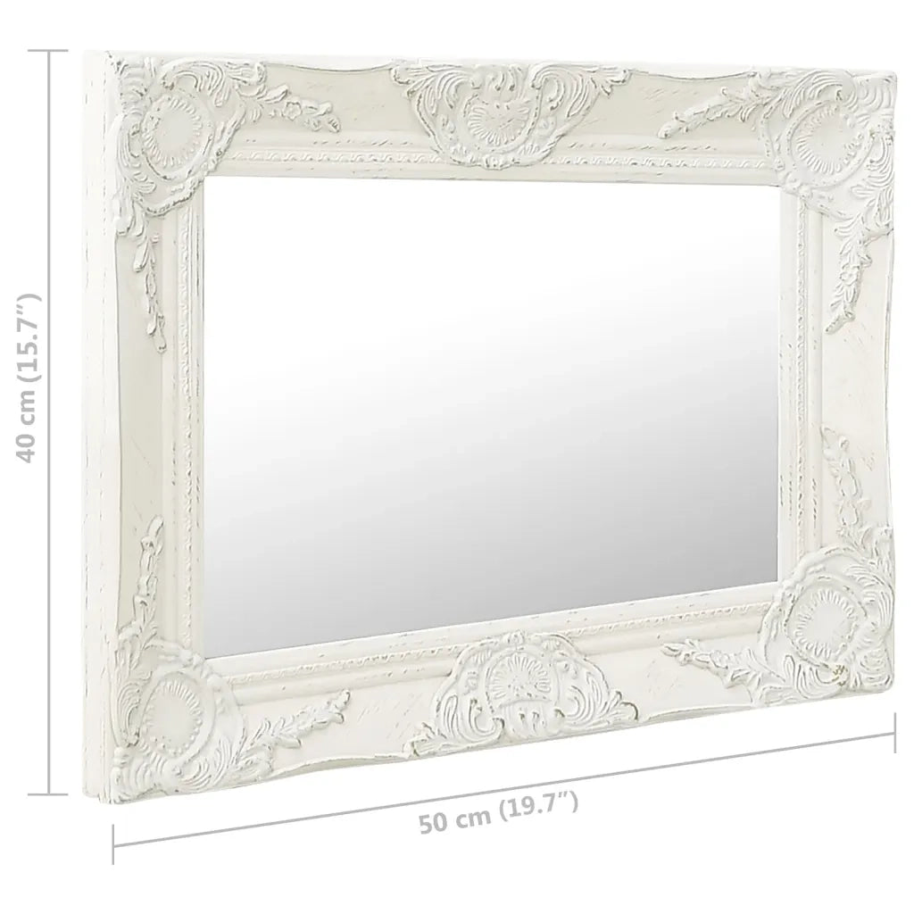 Specchio da Parete | Specchio decorativo Stile Barocco 50x40 cm Bianco
