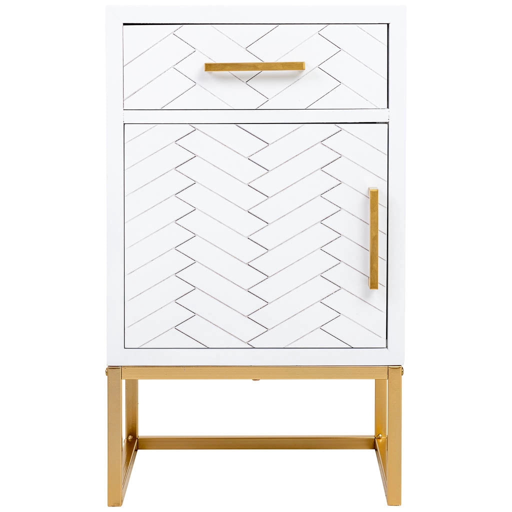 Tavolino in legno e metallo con 1 cassetto e 1 anta 42x36,5x71h cm