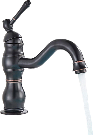 NALA | Rubinetto da bagno basso vintage Gastro nero spazzolato |. Rubinetto per lavabo retrò premium in acciaio inossidabile piccolo |