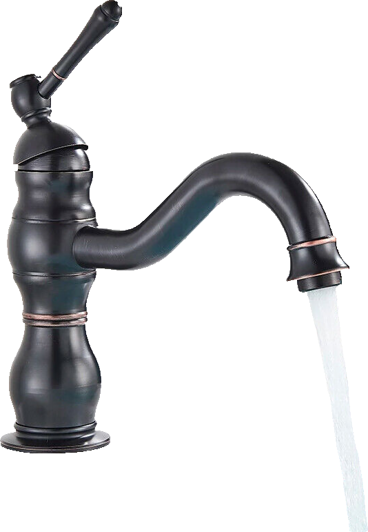 NALA | Rubinetto da bagno basso vintage Gastro nero spazzolato |. Rubinetto per lavabo retrò premium in acciaio inossidabile piccolo |