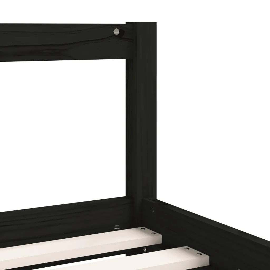 Giroletto per Bambini | Letto Infantile | Lettino Nero 90x200 cm in Legno Massello di Pino