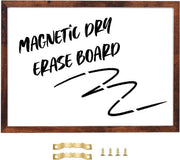 Tavolo Magnetico con Cornice in Legno Scuro - Lavabile a Secchi - Tavolo Bianco Grande per Scuola e Casa - Accessori per Ufficio