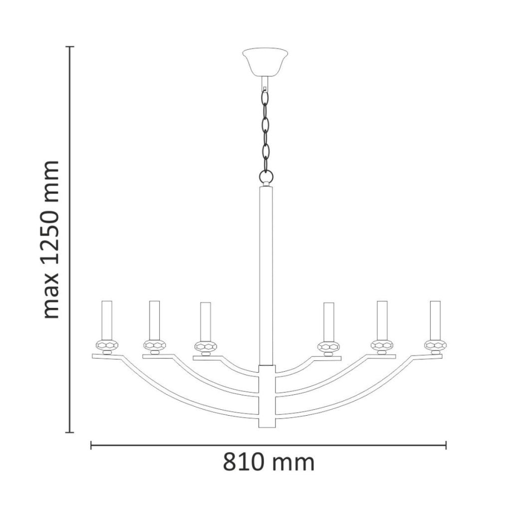 Lampadario HIMS industriale nero 6 luci E14 metallo Polux