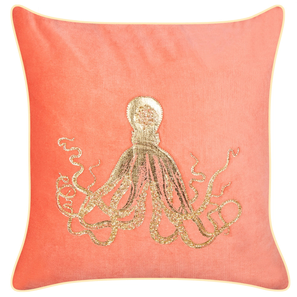 Set di 2 cuscini in velluto rosso quadrato motivo polpo marino accessori camera da letto soggiorno