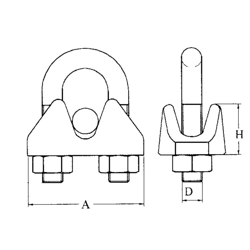MORSETTO INOX 316 Ø MM.2-3 WIRE ROPE CLIP Ø MM.16