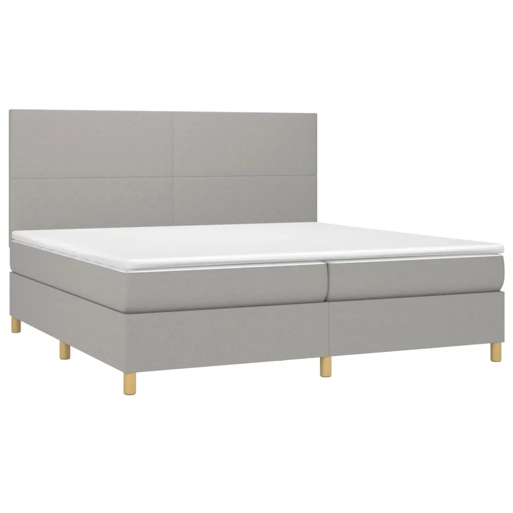 Letto a Molle Materasso e LED Grigio Chiaro 200x200 cm Tessuto 3135301