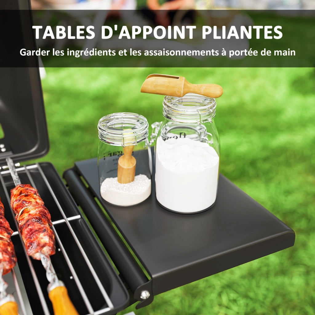 Barbecue a Gas Portatile ¨C zephmum ¨C 2 Bruciatori 5.6 kW Nero con Ruote