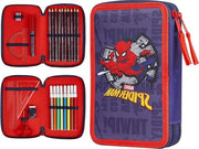 Penner per bambini con contenitore - completo di attrezzature scolastiche - Spiderman Avengers - regalo per la scuola primaria