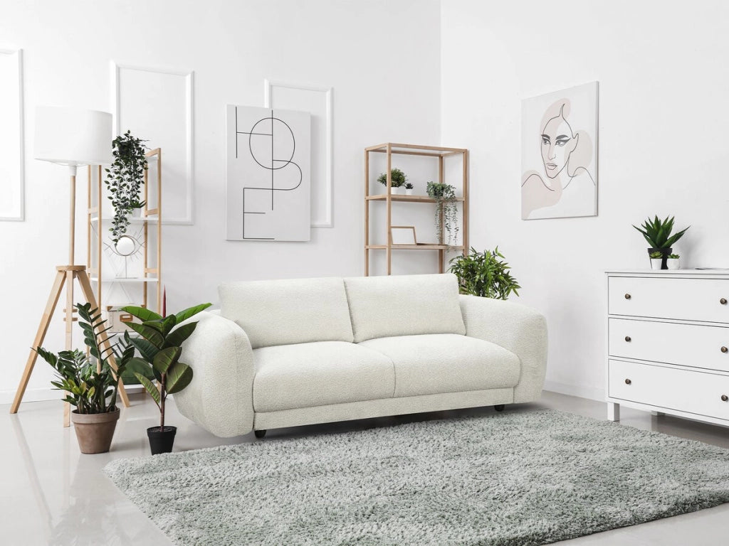 Divano dritto in tessuto ciniglia "Saint Germain S" - 3 posti - Beige